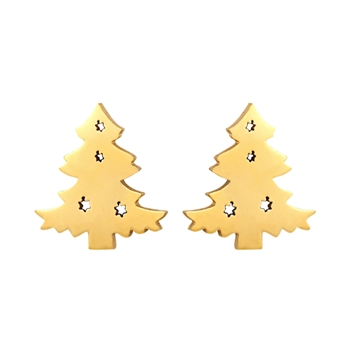 Juleøreringe-juletræ-guld