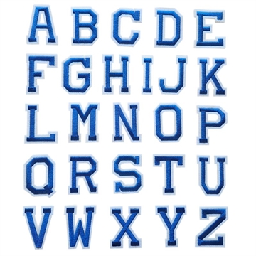 Strygemærker bogstaver blå højde 5 cm 