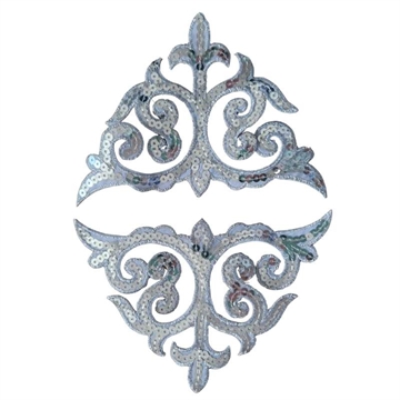 Strygemærker 2 stk. sølv pynt 16 cm