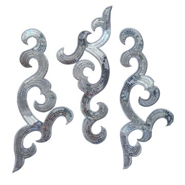 Strygemærker 3 stk. sølv pynt 24 cm