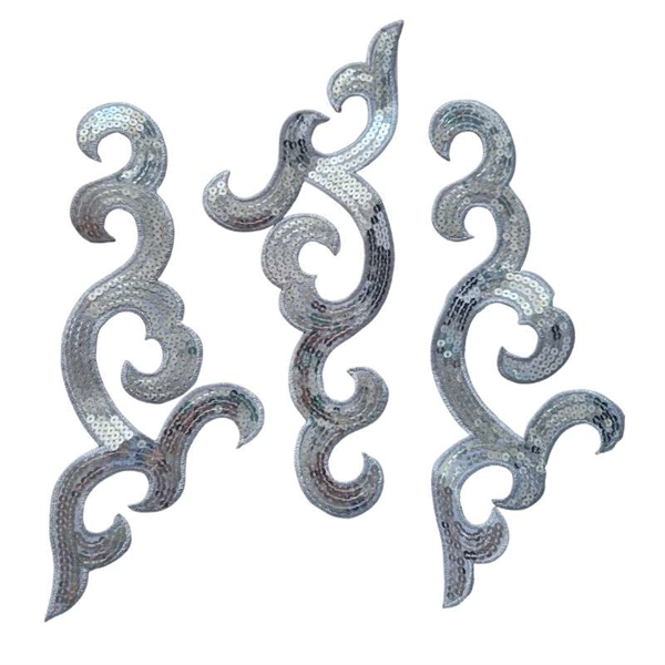 Strygemærker 3 stk. sølv pynt 24 cm