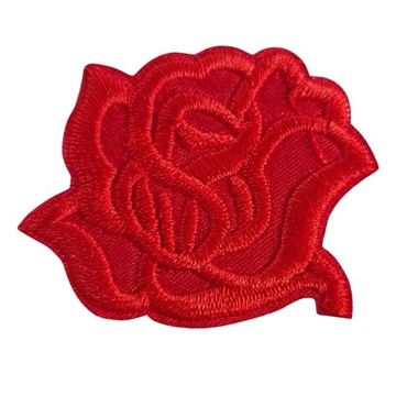 Strygemærke rød rose 4,5x3,5 cm