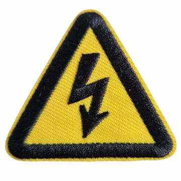 Strygemærke advarsel elektrisk spæding 5x4,5 cm