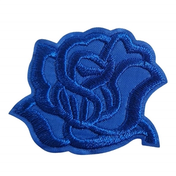 Strygemærke blå rose 4,5x3,5 cm