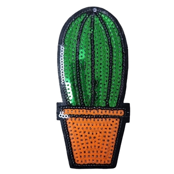 Strygemærke palietter 12x6 cm kaktus i potte 