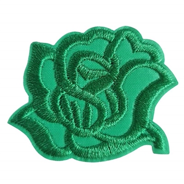Strygemærke grøn rose 4,5x3,5 cm