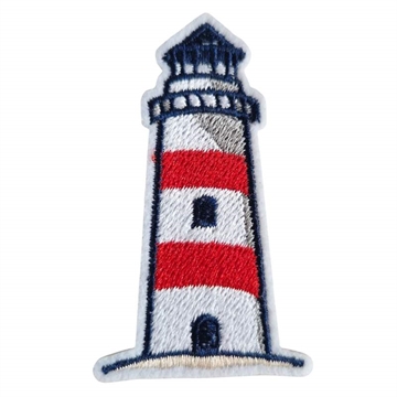 Strygemærker fyrtårn rød/hvid 6,5x4 cm