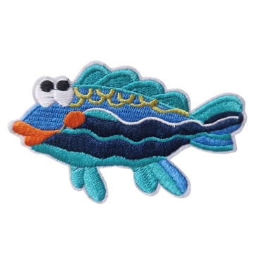 Strygemærke fisk blå 9,5x6 cm