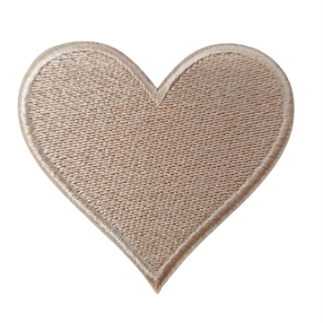 Strygemærke hjerte beige 7x7 cm
