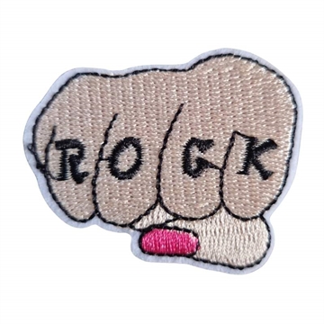 Strygemærke hånd "ROCK" 5x4 cm