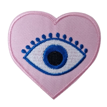 Strygemærke hjerte/øje 6x5,5 cm pink
