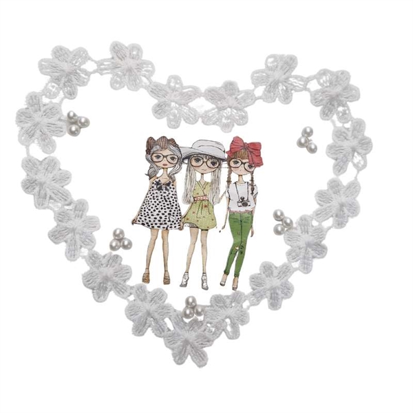 SYMÆRKE hjerte med piger 17x17 cm