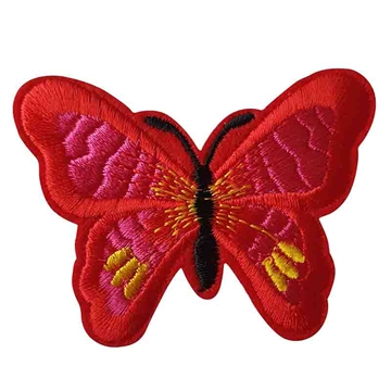Strygemærke sommerfugl 7x5 cm rød