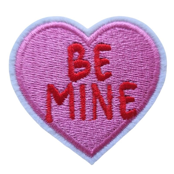 Strygemærke hjerte grøn "BE MINE" 5x5 cm