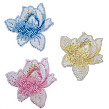 Strygemærke Lotus blomster 3 stk 8,5x8,5 cm