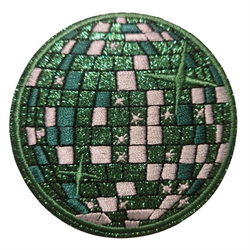 Strygemærke diskokugle grøn 8 cm