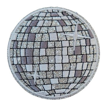 Strygemærke diskokugle sølv 8 cm