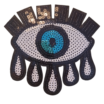 Strygemærke øje 14x13 cm pailetter