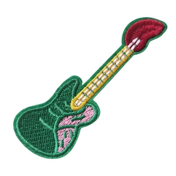 Strygemærke Guitar grøn 9x3 cm