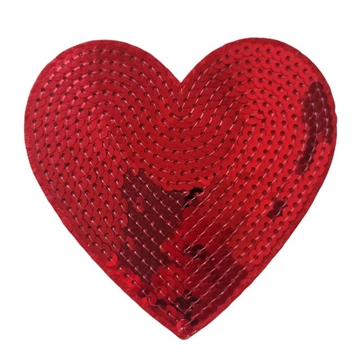 Strygemærke hjerte rød 10x10 cm