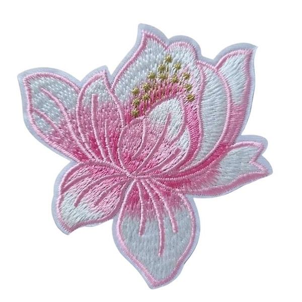 Strygemærke lotus blomst rosa/hvid 8,5x8,5 cm. 