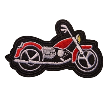 Strygemærke motorcykel rød 9,5x6 cm