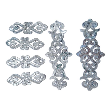 Strygemærker 6 stk. sølv pynt 