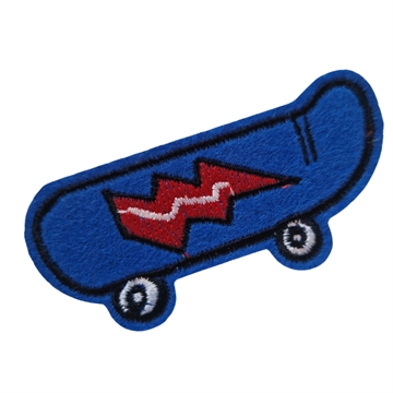 Strygemærke skateboard blå 7,2x3 cm