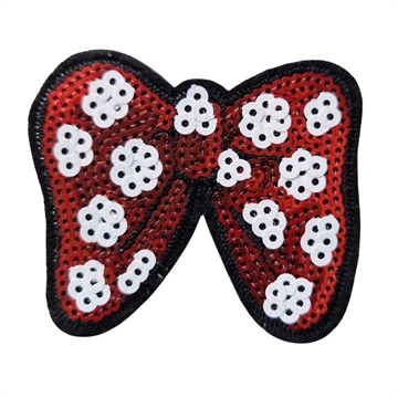 Strygemærke sløjfe rød 7x6 cm