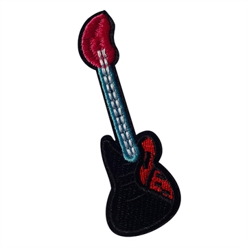 Strygemærke-guitar rød/sort/pink/blå