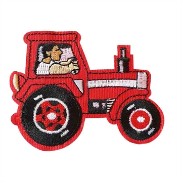 Strygemærke-traktor-rød-strykemerke