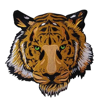 Strygemærke tigerhoved 25x26 cm grønne øjne