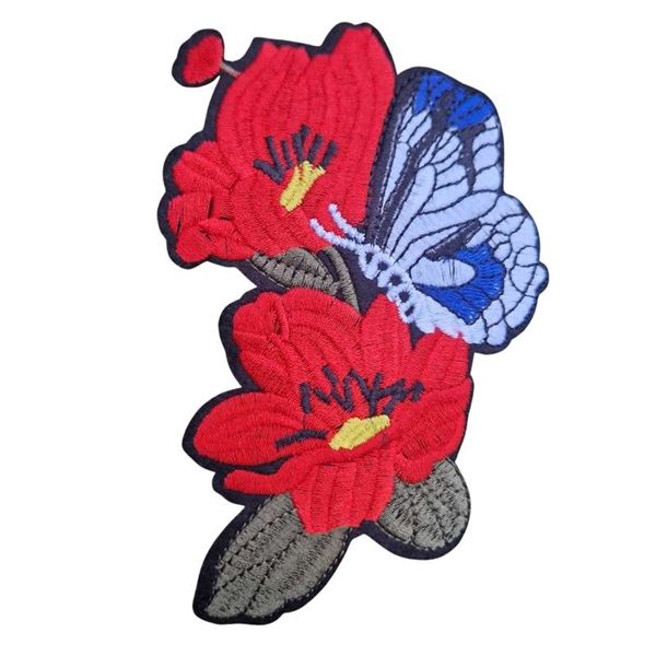 Strygemærke blomst/sommerfugl 14,5x9 cm