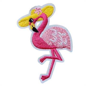 Strygemærke flamingo 6,5x4 cm gul hat