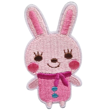 Strygemærke kanin pink 3,5x7 cm 