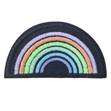Strygemærke regnbue sort "glow in the dark" 5,5x3 cm