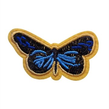 Strygemærker sommerfugl gul/blå 6x3 cm