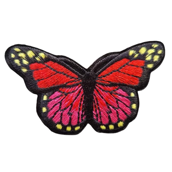 Symærke sommerfugl rød/pink 7,5x5 cm.