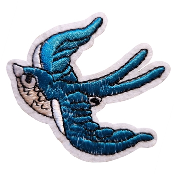 Strygemærke fugl lys turkis 5,5x6 cm