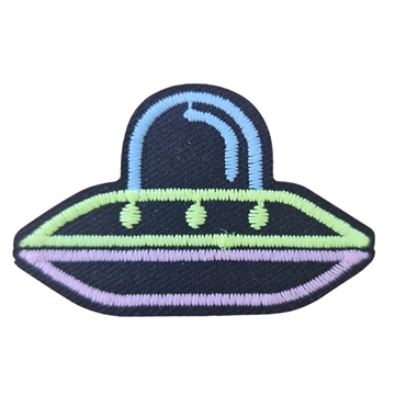 Strygemærke UFO  "glow in the dark" 5,5x3.5 cm