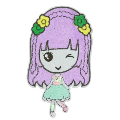 symærke-applikation-tøj-pige-lilla-hår-strykemerke-børn