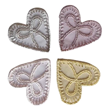 Symærke 4 stk. hjerter blonde 3,5x3,5 cm