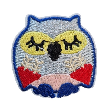 Strygemærke ugle sølv 4,5x5 cm