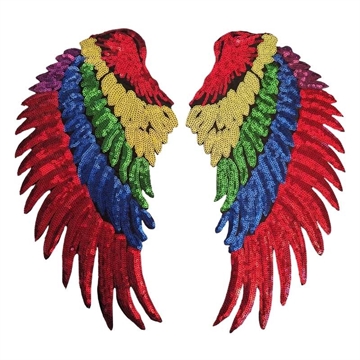Strygemærke 33x16 cm vinger regnbue