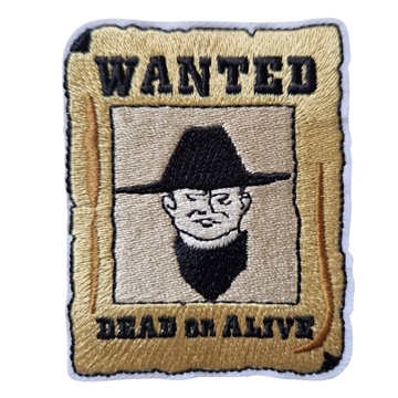 Strygemærke "Wanted"  7,5x6 cm