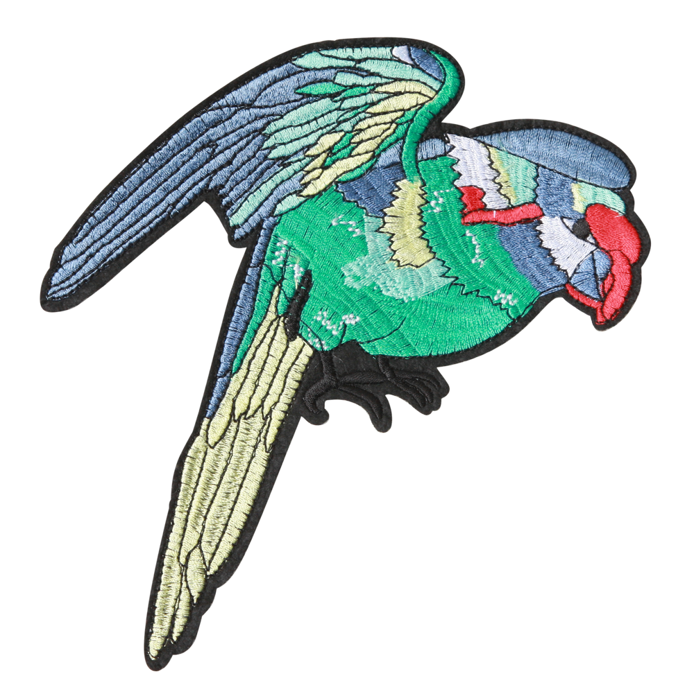Hej hej Ambassade obligatorisk køb strygemærke papegøje blå/grøn I 15x18 cm I Unikt look